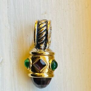 Vintage Twisted Cable  Renaissance  
2-Tone Lg Purple CZ  & Multi accent Pendant